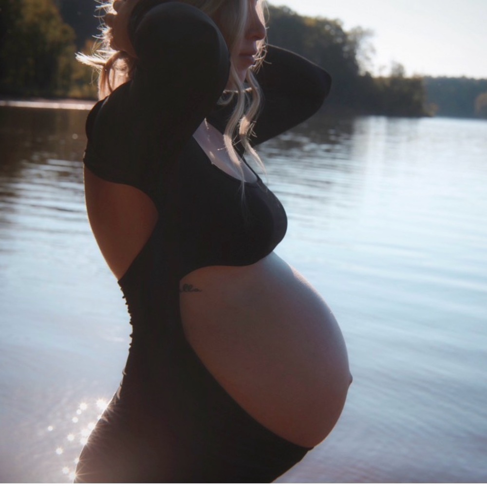 Black Maxi Cut Out Maternity Photoshoot Dress